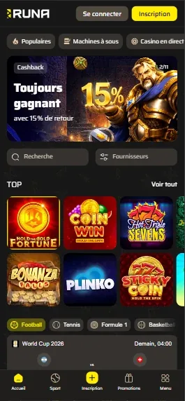 Runa Casino version mobile